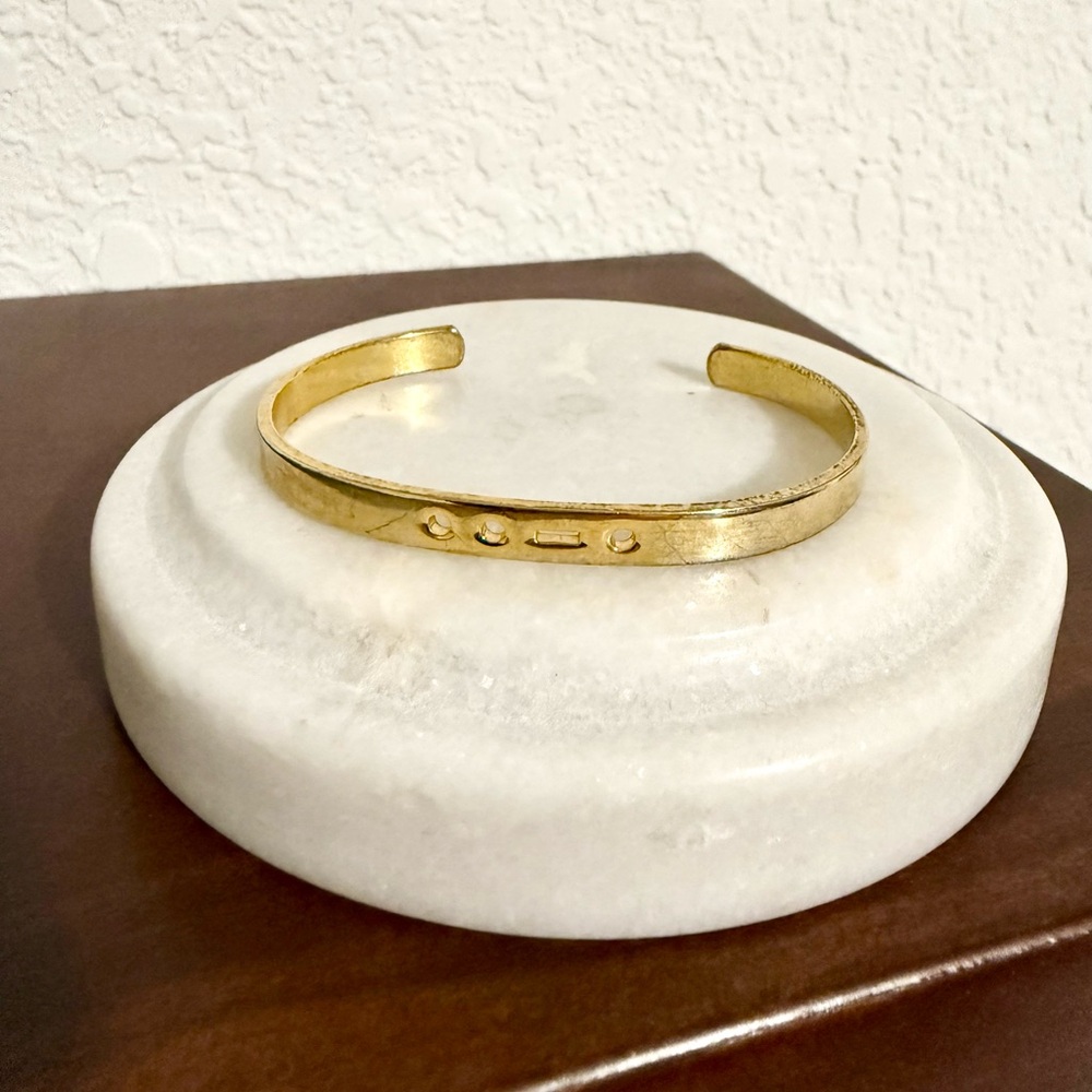 MOVING SALE | Women’s Vintage Morse Code “R” Cuff Bracelet, Gold-Plated Brass